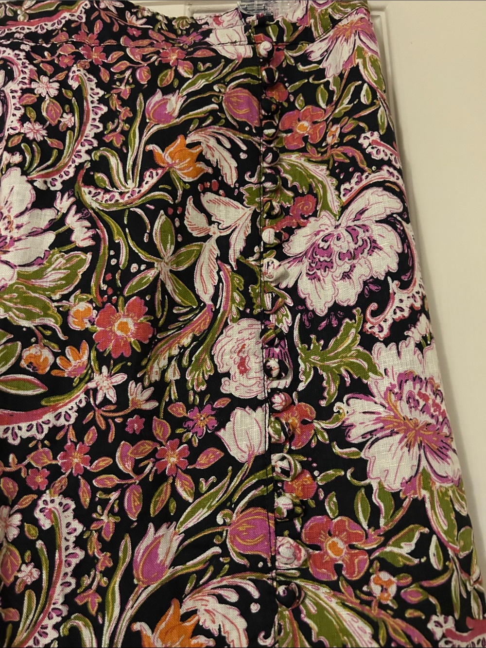 Joie Black Floral Maxi Skirt with Pink and Green Motif - Picture 4 of 5